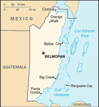 maps of belize. Map of Belize
