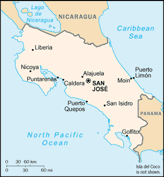 map of costa rica and panama
