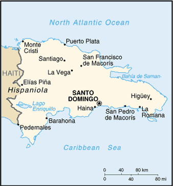 Dominican Republic Map. Map of Dominican Republic