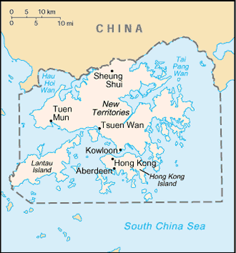 east asia map hong kong. Map of Hong Kong