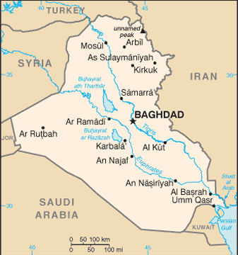 map of iran and iraq. Map of Iraq