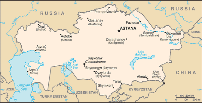 map of europe and asia. Map of Kazakhstan