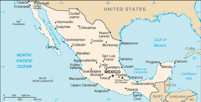 Map Of Mexico. Map of Mexico