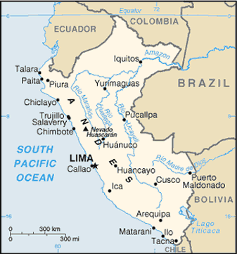 Map of Peru description: Western South America 