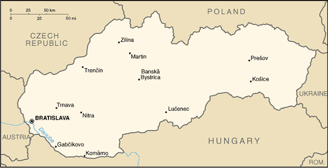 Map Of Europe Slovakia