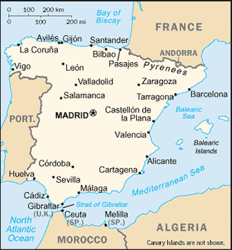 maps of france and spain. Map of Spain
