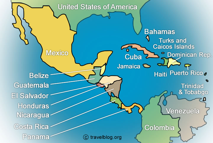 map of the caribbean and south america